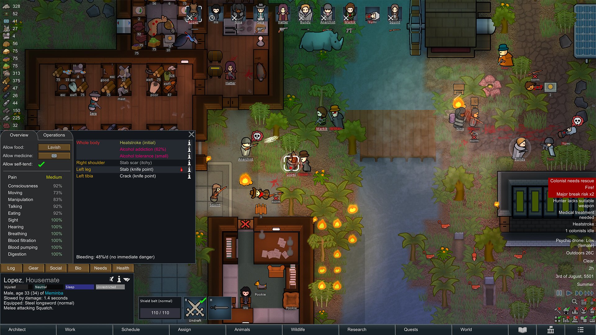 RimWorld 1.7 running on the Waylith engine
